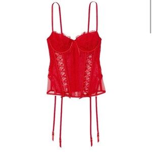 Victoria's Secret red VERY SEXY Wicked Unlined Lace-Up Corset Top